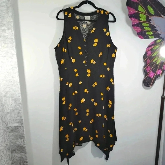 Sz L Knox Rose Dress Sleeveless Sharkbite Handkerchief Hem Large - Picture 3 of 12